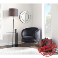 Lumisource OT-FRINGE VBK Fringe Contemporary Ottoman in Black Velvet